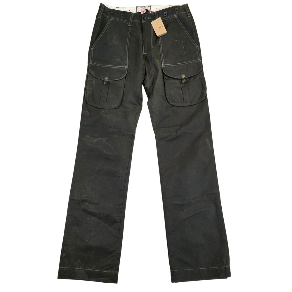 Filson MNS Guide Pant Waxed Cotton Olive Green Cargo Pants 31x34 USA Made $265